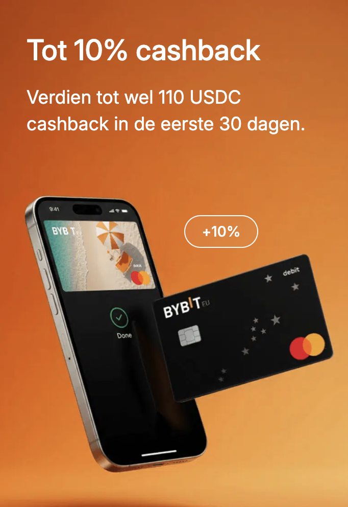 Tot 10% cashback: verdien tot 110 USDC cashback in de eerste 30 dagen